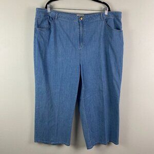 LOGO by Lori Goldstein High-Waisted Crop Wide-Leg Jeans Size 26W Blue